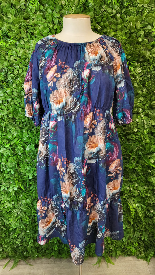 Annah Stretton Floral Shirred Dress (10-12)