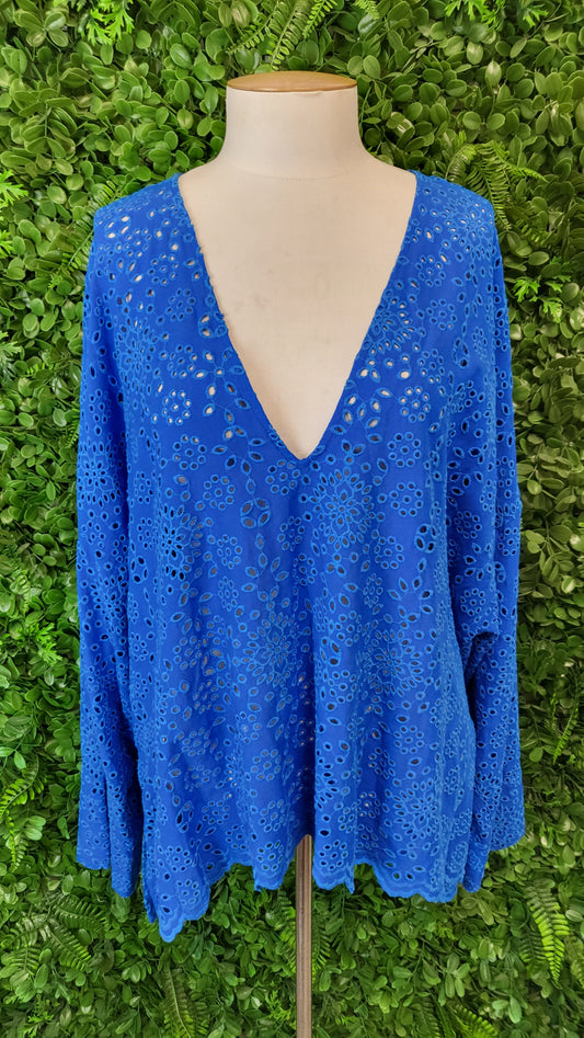 Zara Azure Blue Embroidery Top (16)