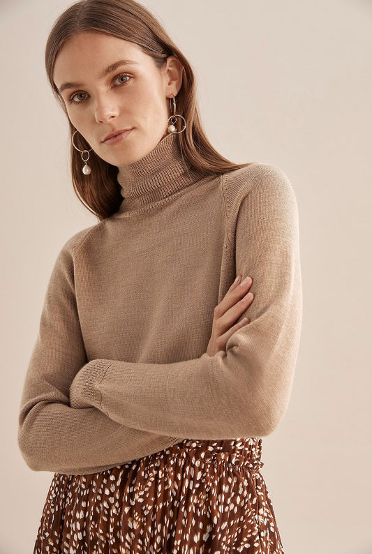 Country Road Camel Rolled Neck Knit (10)