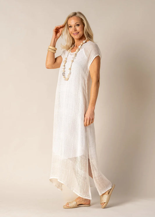 Imaine Cream Open Weave Caftan Dress (12/14)
