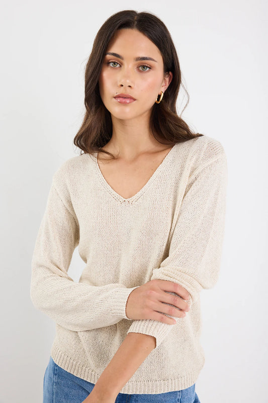 Stories Be Told Natural Relaxed V Neck Knit (10)