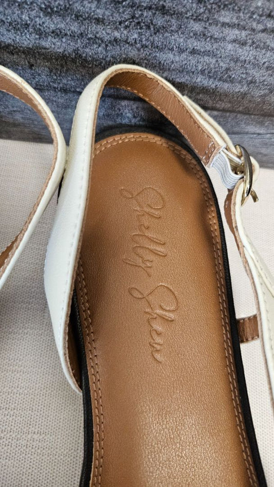 Shelley Shen Cream/Black Ballet Flat NEW (40)