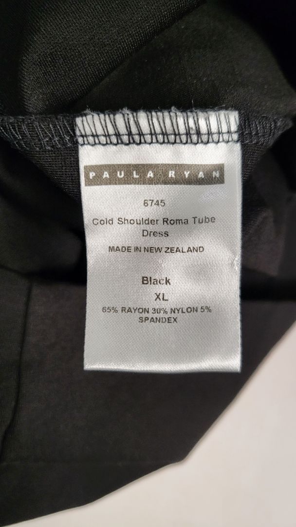 Paula Ryan Black Cold Shoulder Roma Tube Dress (14-16)
