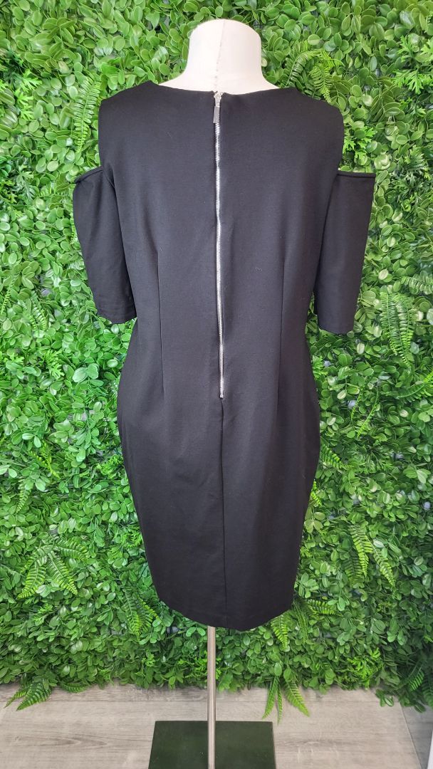 Paula Ryan Black Cold Shoulder Roma Tube Dress (14-16)