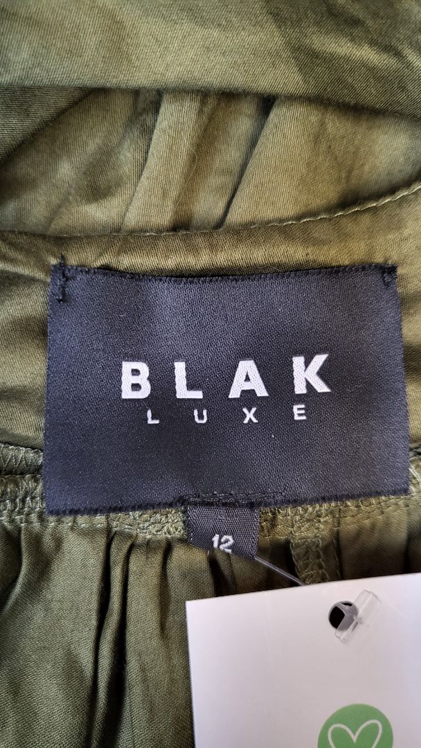 Blak Luxe Olive Tie Shoulder Dress BNWT (12)