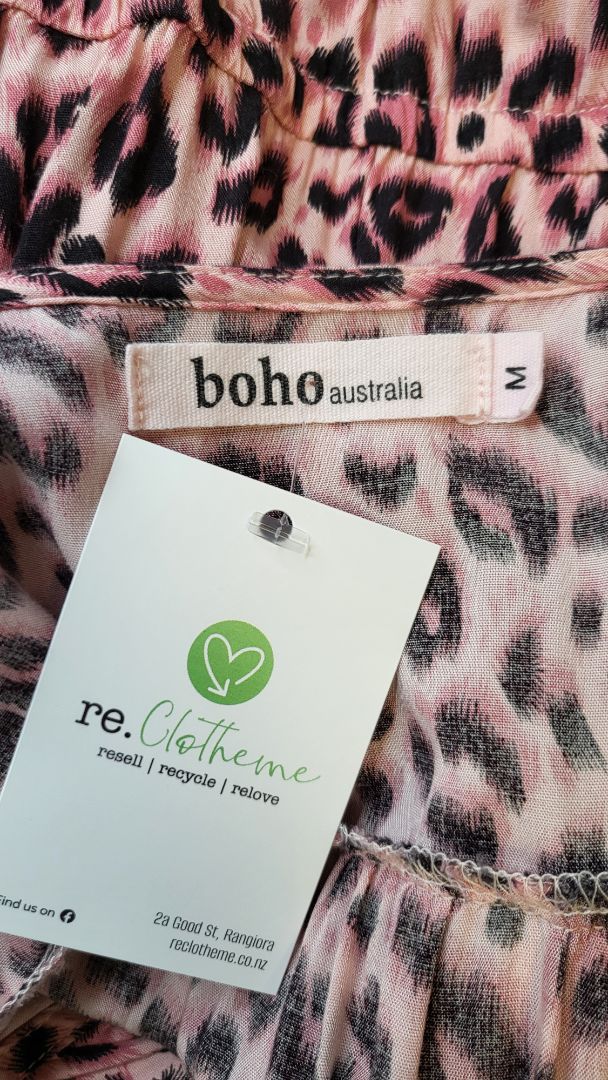 Boho Aus Animal Print Tie Dress 10-12