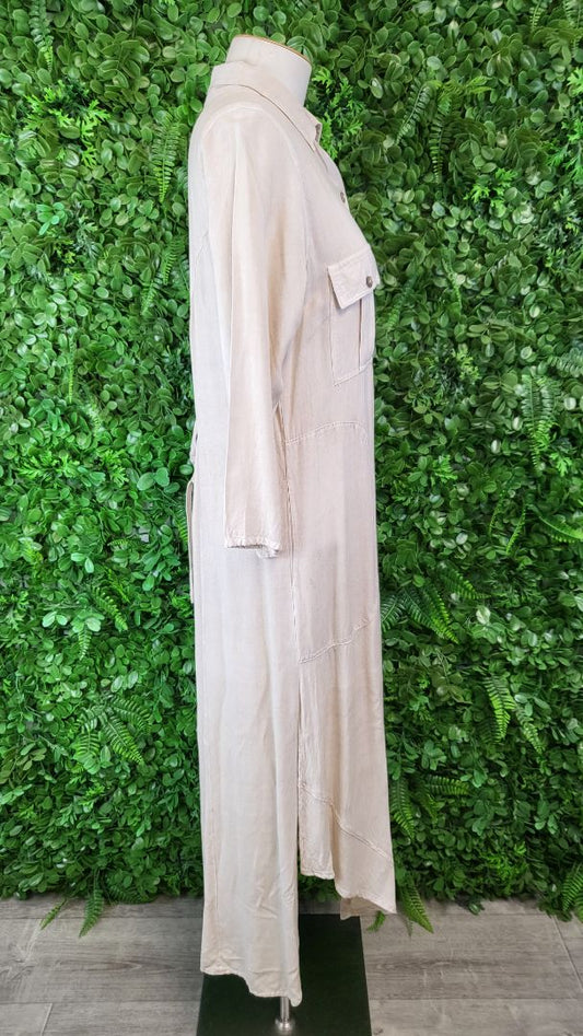 Wild Flower Washed Cream Shirt Dress (10)
