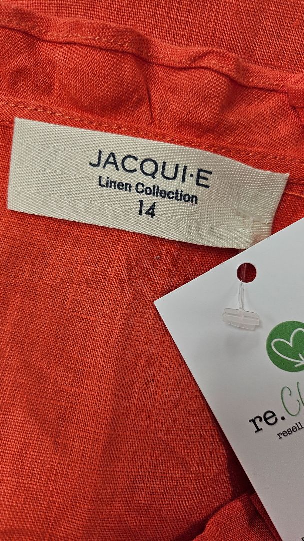 Jacqui.E Orange Linen Shift Dress (14)