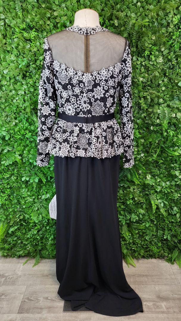 Tadashi Shoji Black/White Lace Evening Gown BNWT (8)
