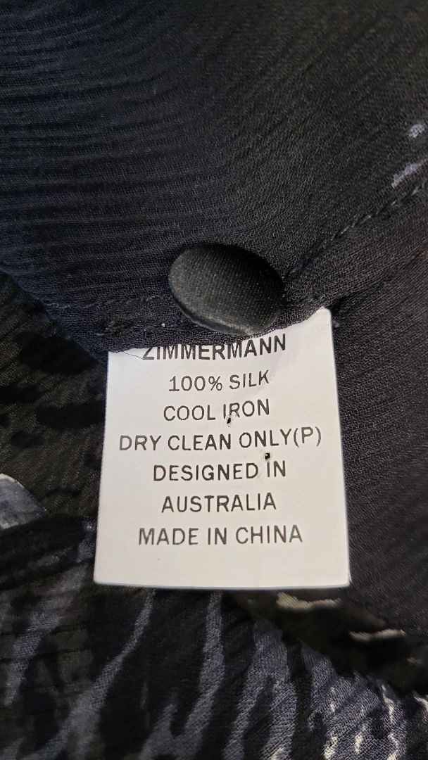 Zimmermann Black/Taupe Silk Dress (8-10)