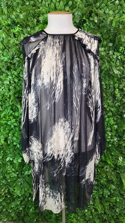Zimmermann Black/Taupe Silk Dress (8-10)