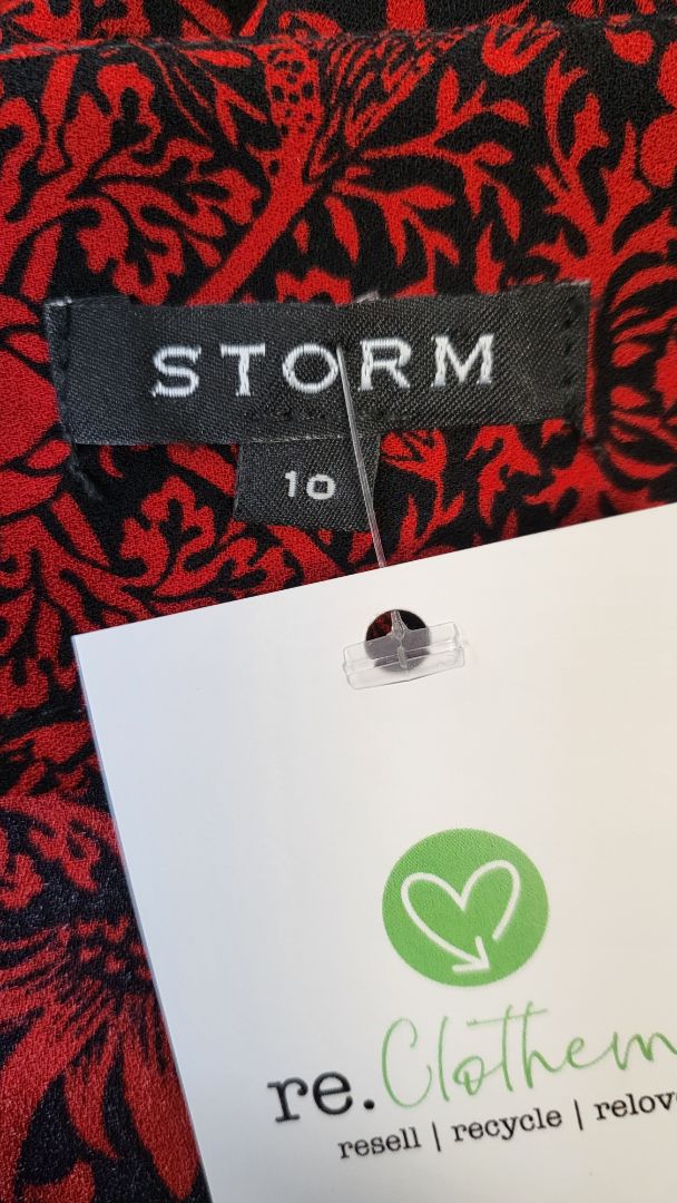 Storm Red Bird Print Dress (10)