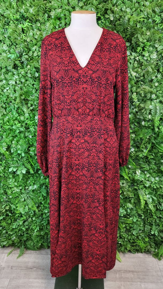 Storm Red Bird Print Dress (10)