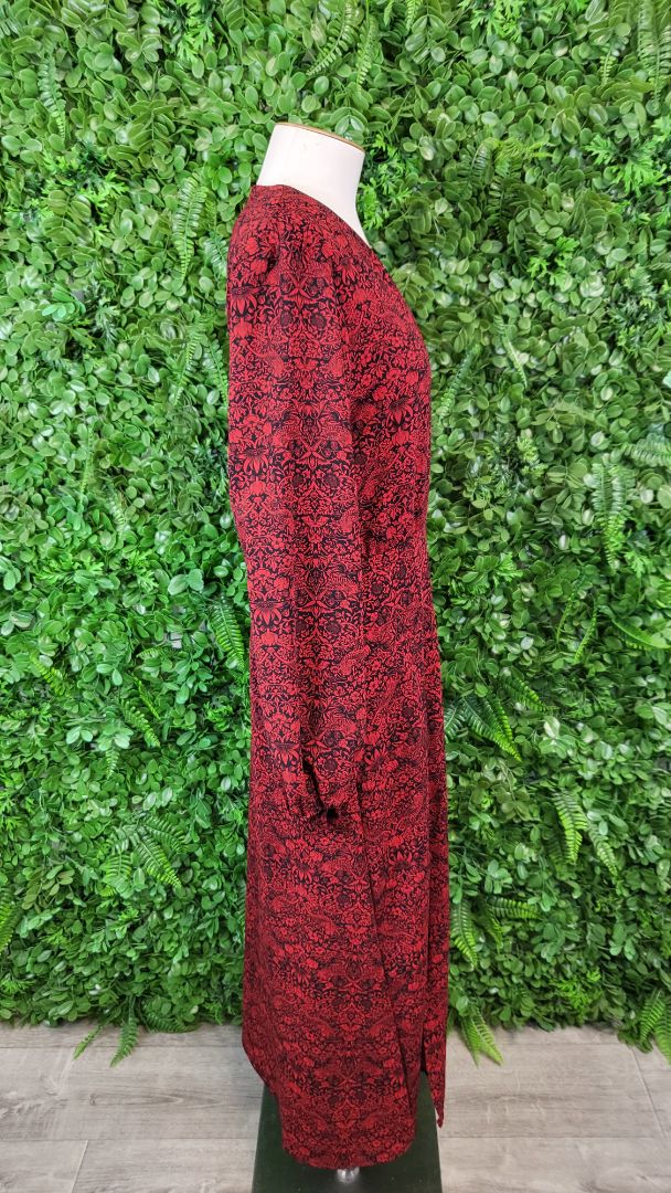 Storm Red Bird Print Dress (10)