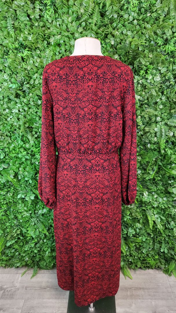 Storm Red Bird Print Dress (10)