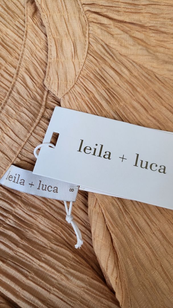 Leila+ Luca Apricot Shirred Dress BNWT (8)