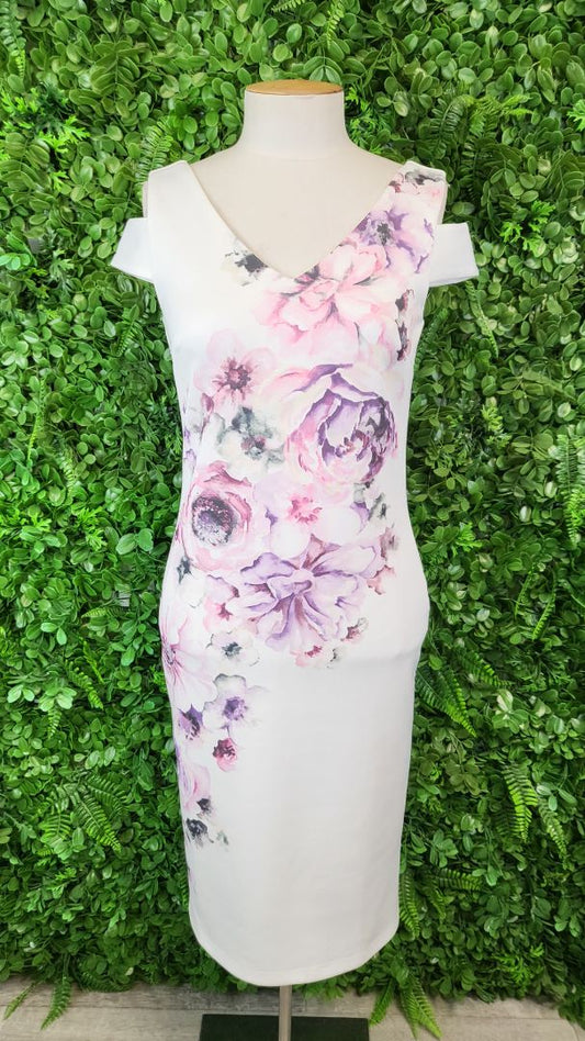 Together Print Cold Shoulder Dress (8)