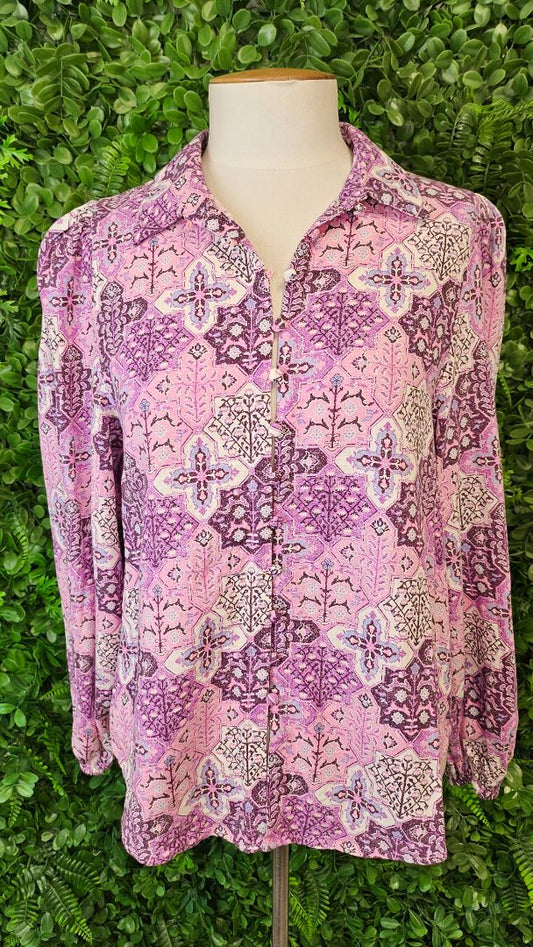 Sportsgirl Print Linen Blend Shirt (6-8)