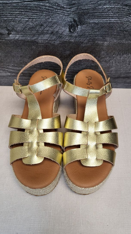 Shelly Shen Gold Espadrille Wedge (41)