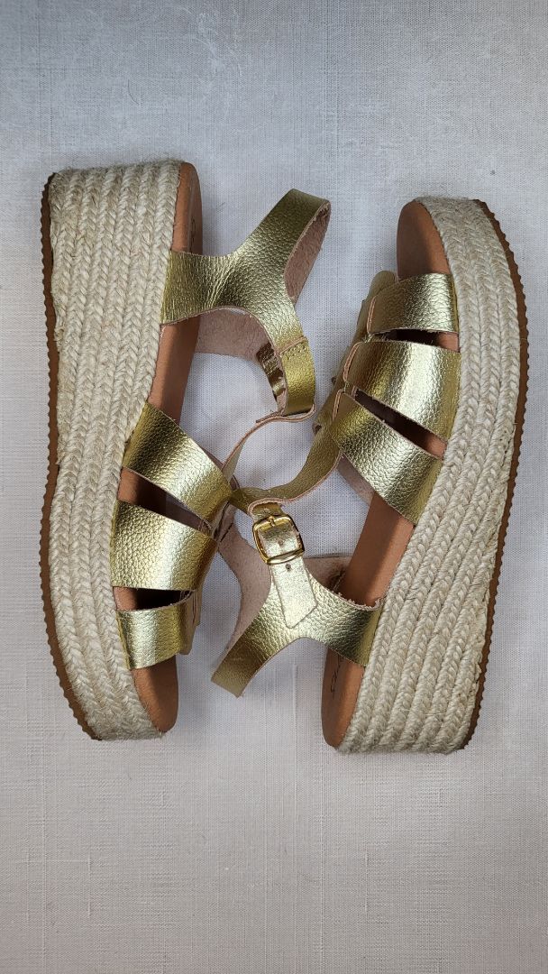 Shelly Shen Gold Espadrille Wedge (41)