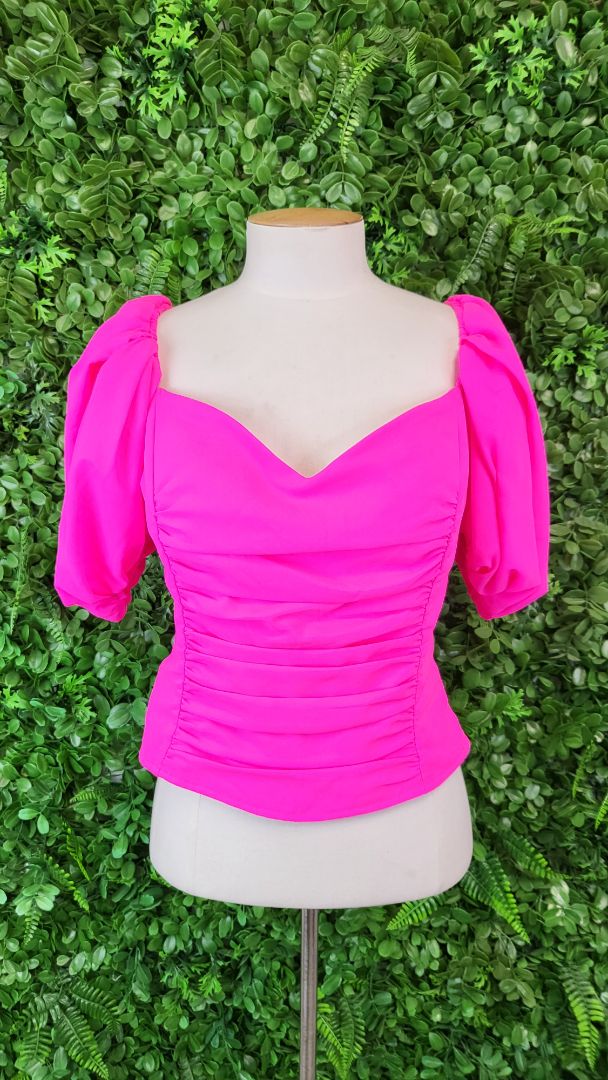 Augustine Fluro Pink Ruched Top (10)