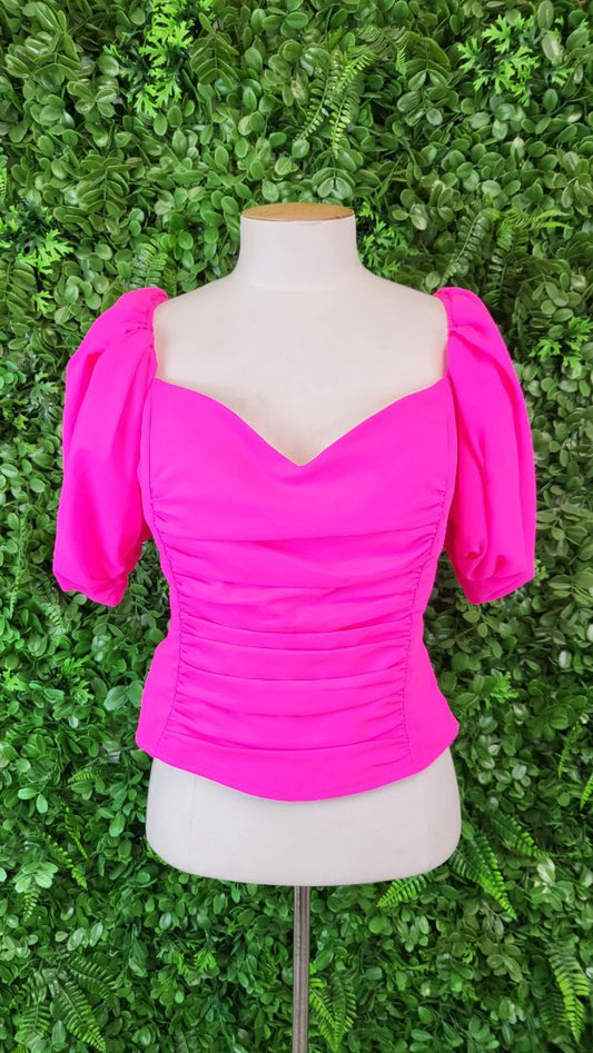 Augustine Fluro Pink Ruched Top (10)