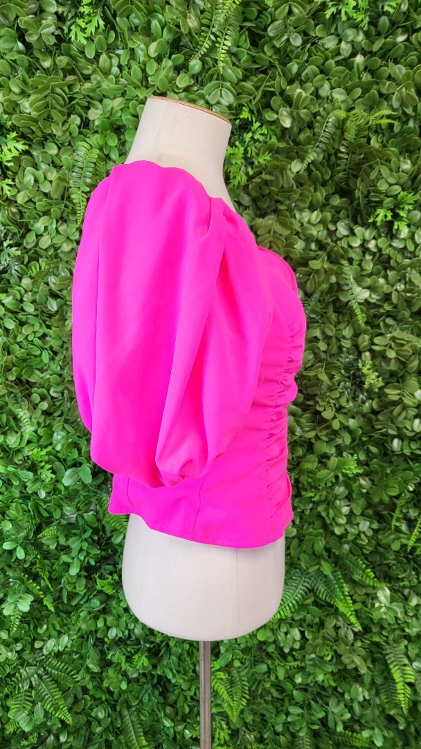 Augustine Fluro Pink Ruched Top (10)