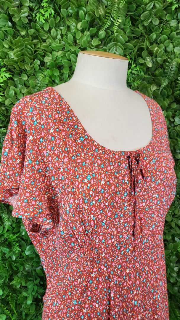 Max Floral Penny Frill Sleeve Dress BNWT (16)