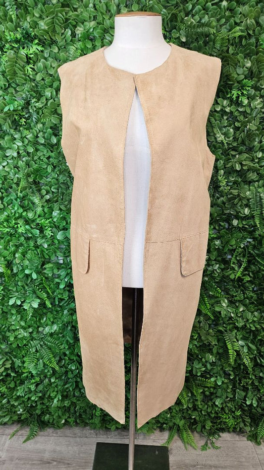 Country Road Tan Suede Longline Vest (14)