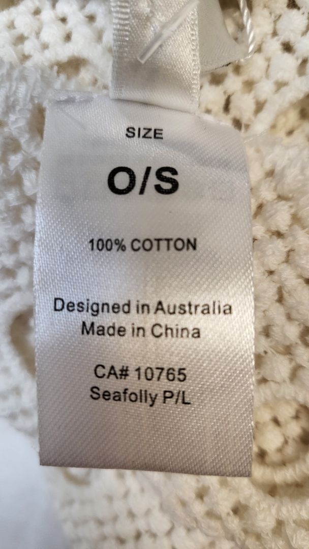 Seafolly Cream Crochet Kaftan BNWT OSFM