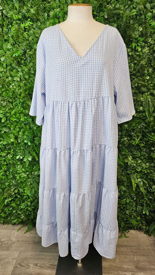 PQ Collection Blue Gingham Dress (14-16)