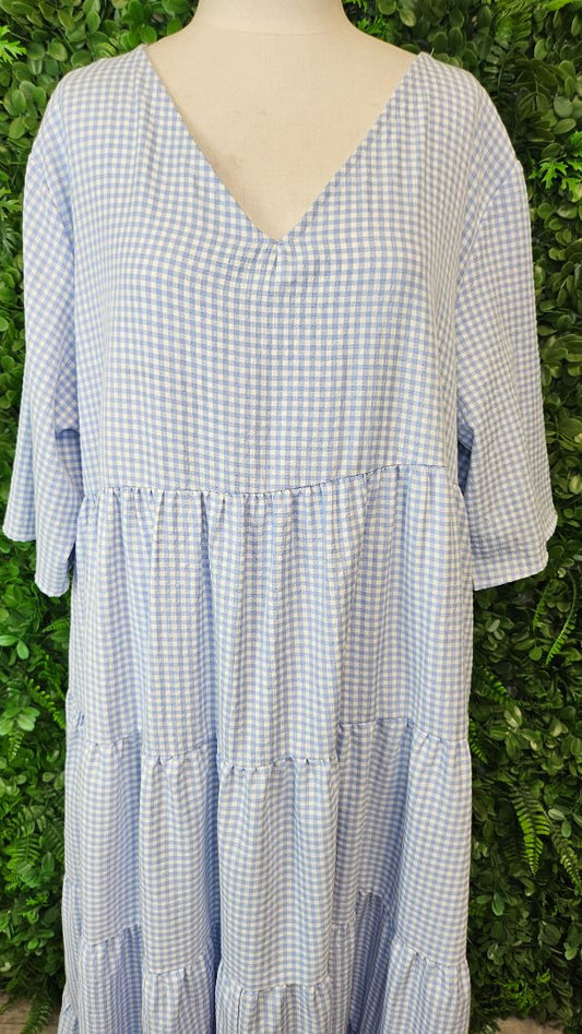 PQ Collection Blue Gingham Dress (14-16)