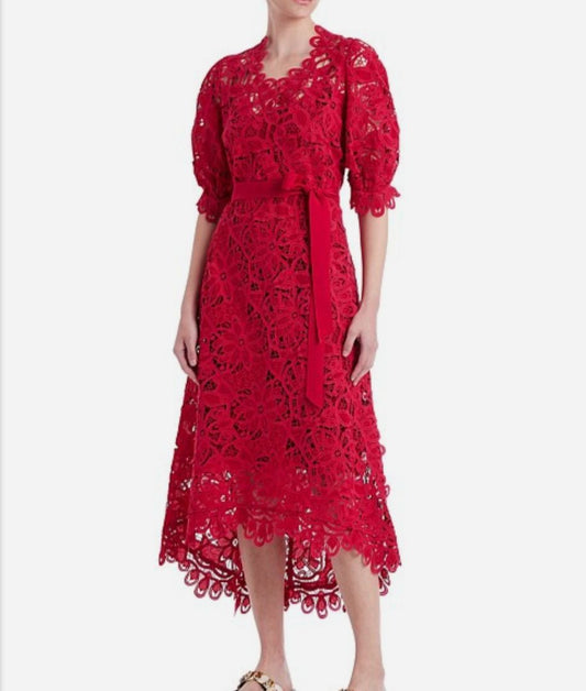 Moss & Spy Crimson Lace Dress (12)