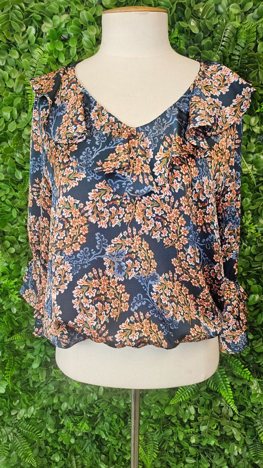 Repertoire Floral Ruffle Frill Top (8-10)