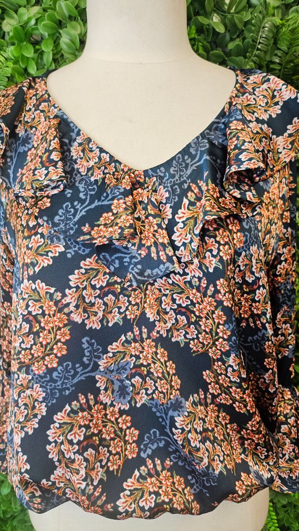 Repertoire Floral Ruffle Frill Top (8-10)