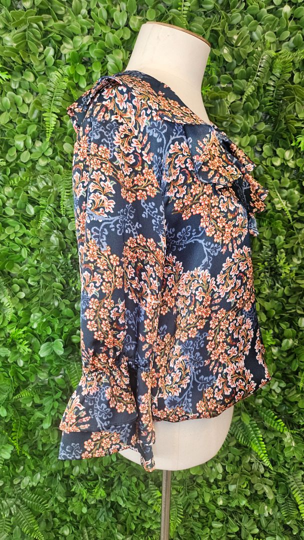 Repertoire Floral Ruffle Frill Top (8-10)