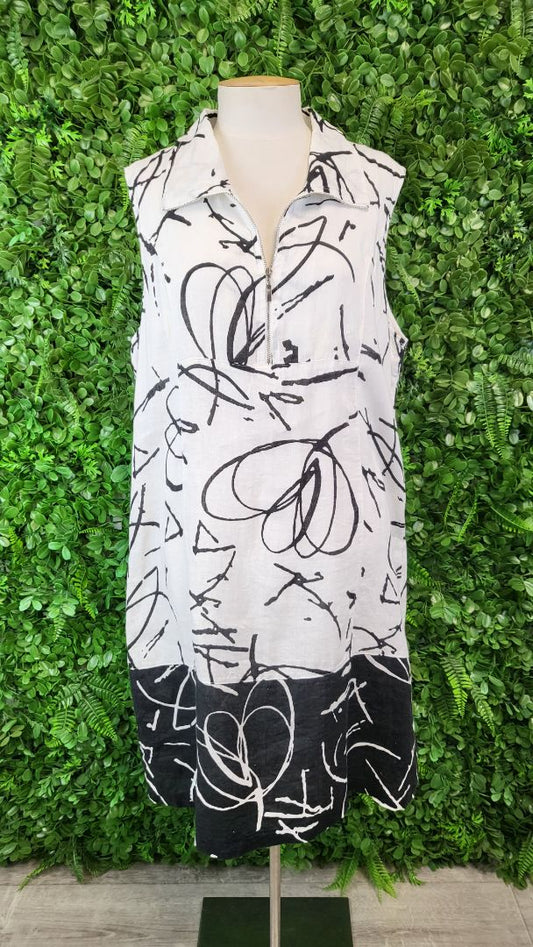 Dolcezza Black/White Linen Zip Dress (14-16)