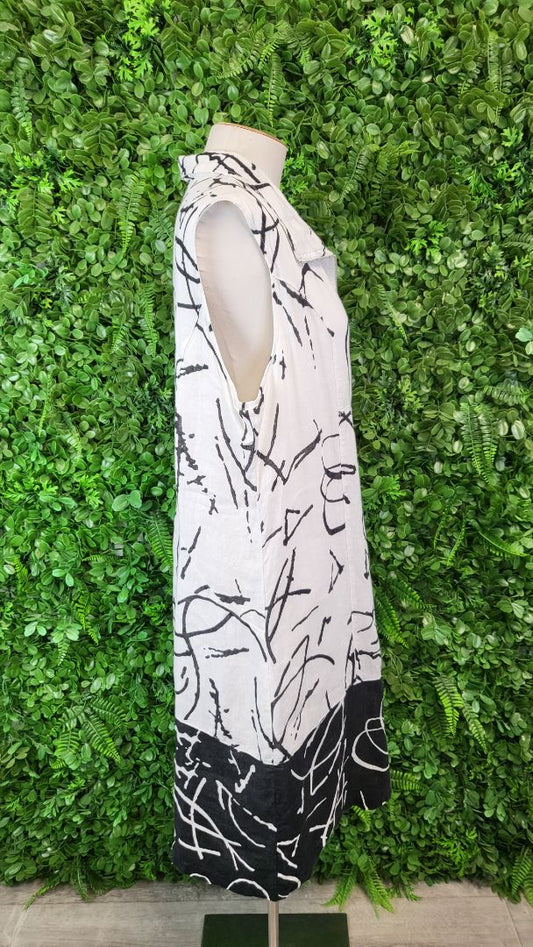 Dolcezza Black/White Linen Zip Dress (14-16)
