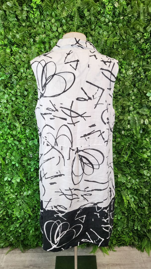Dolcezza Black/White Linen Zip Dress (14-16)