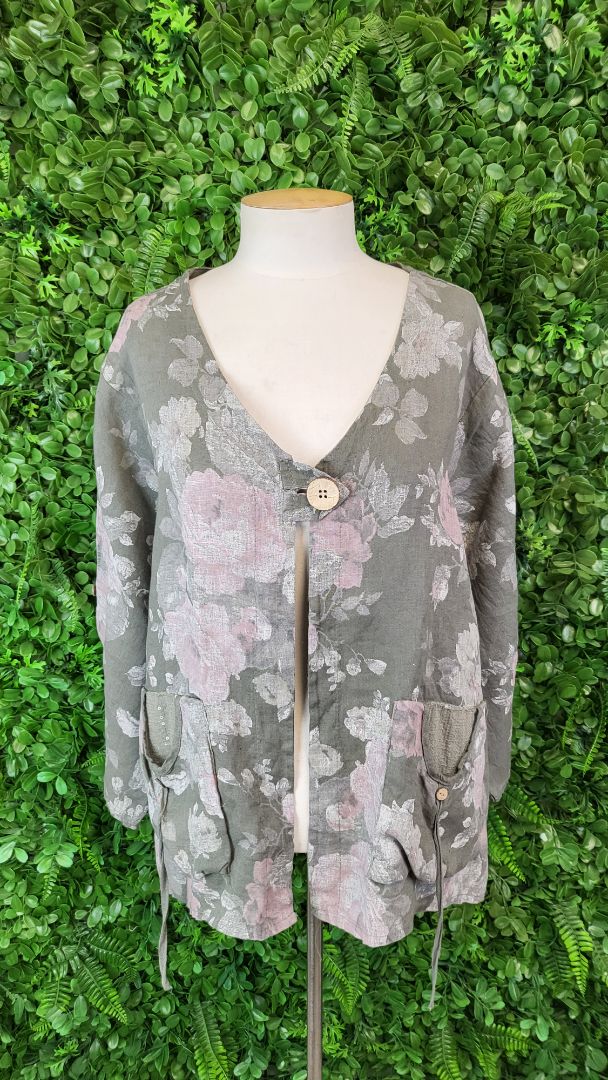 Made In Italy Green Linen Jacket (16-18)