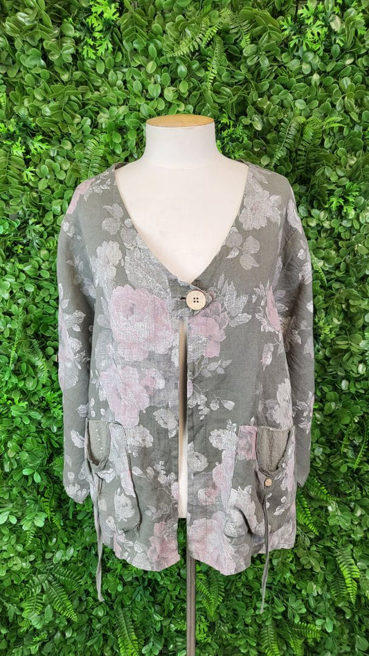 Made In Italy Green Linen Jacket (16-18)