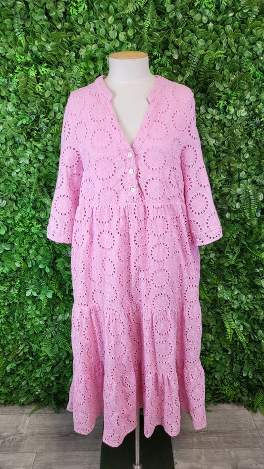 Isle Of Mine Pink Broderie Dress (10-12)