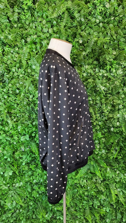 Seeking Lola Black/Print Cross Bomber (12)