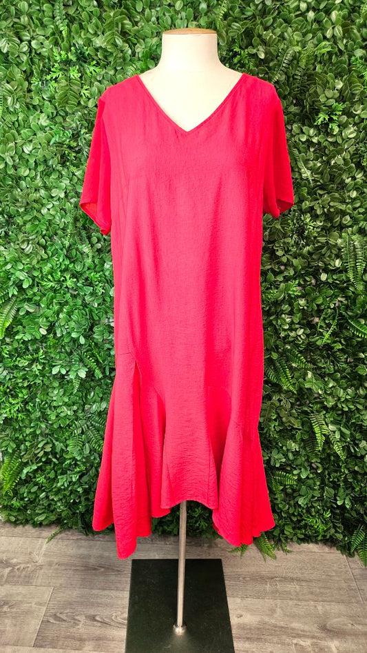 Repertoire Red Georgette Sleeve Dress (14)
