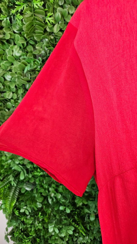 Repertoire Red Georgette Sleeve Dress (14)
