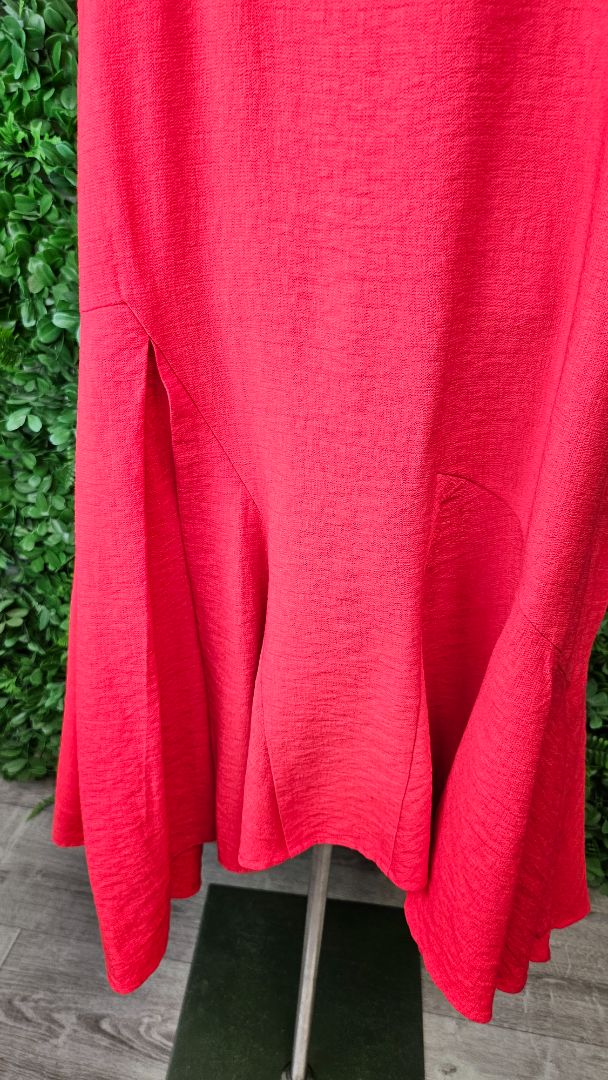 Repertoire Red Georgette Sleeve Dress (14)