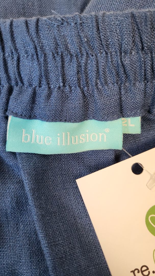 Blue Illusion Blue Linen Skirt (18)
