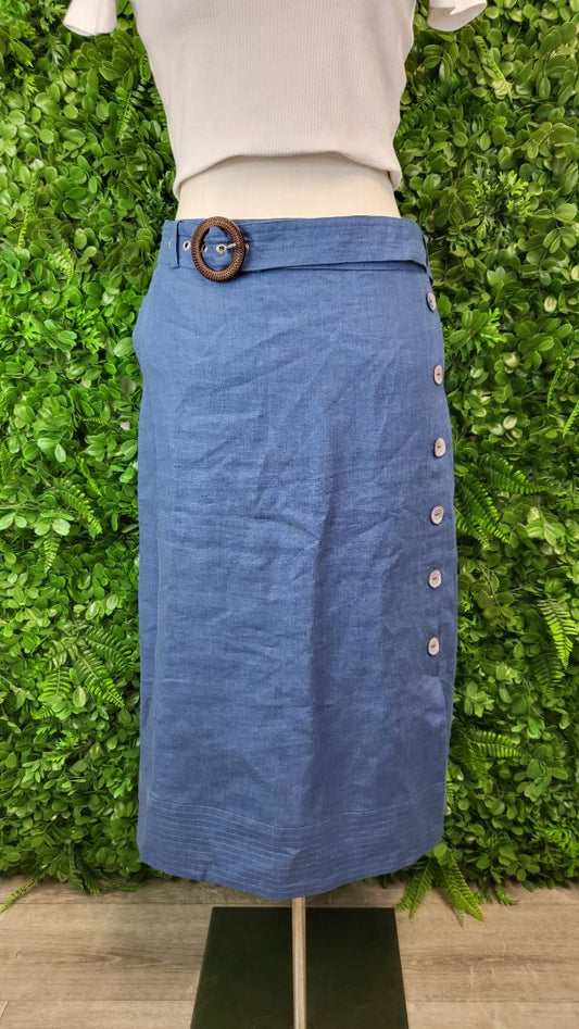 Blue Illusion Blue Linen Skirt (18)