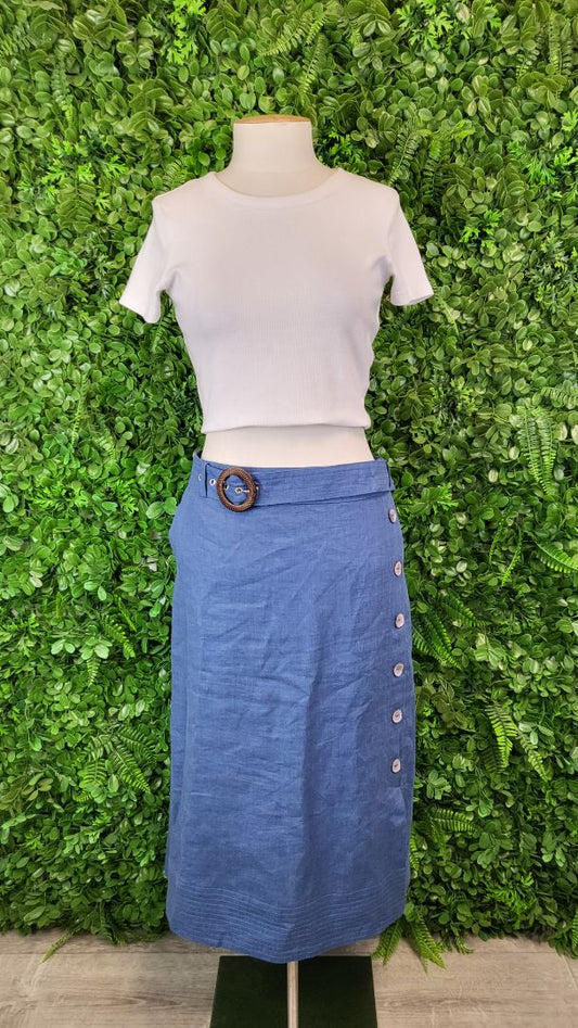 Blue Illusion Blue Linen Skirt (18)