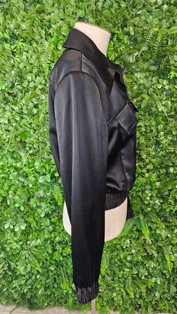 Cue Black Crop Bomber Jacket (12-14)